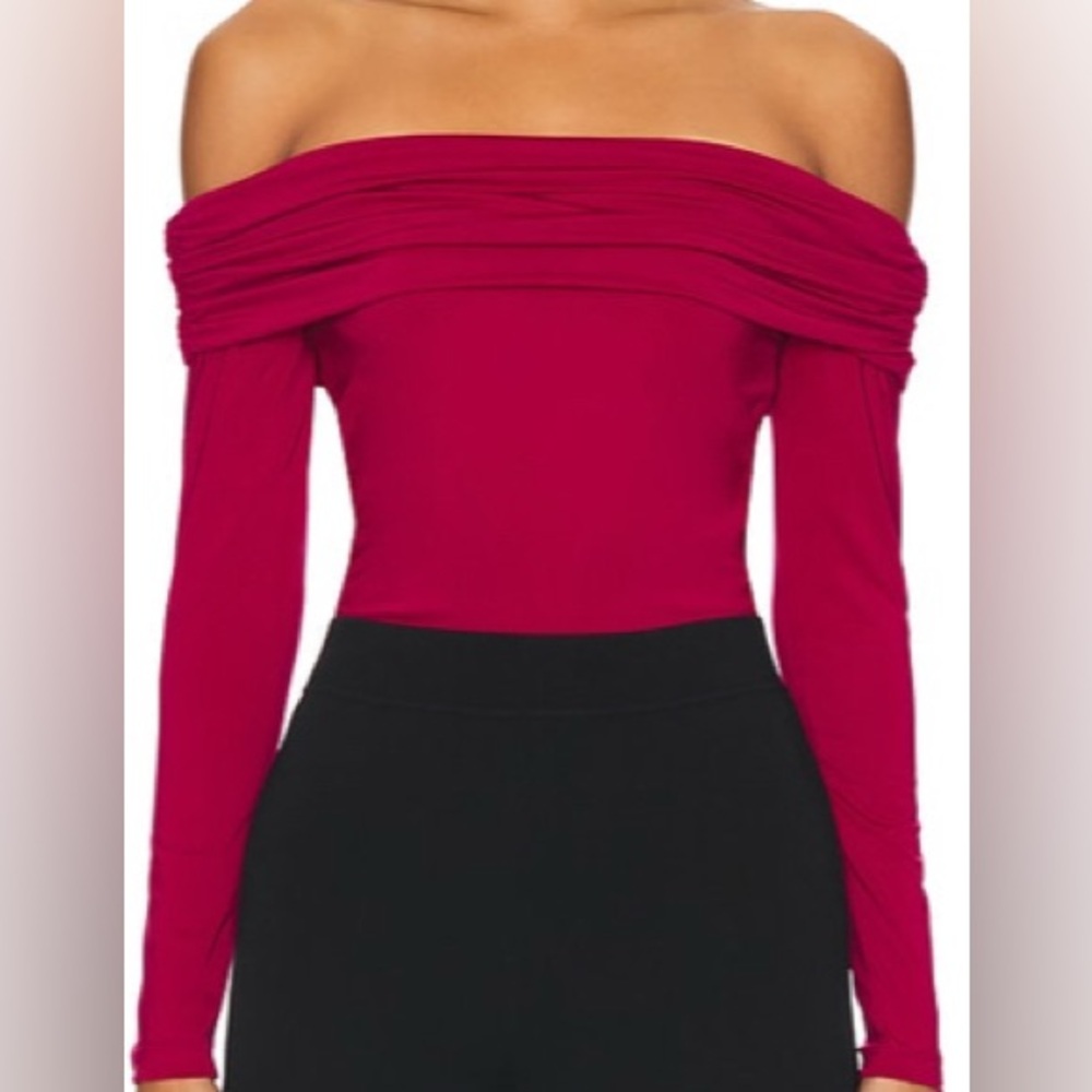 NEW - Sanctuary - Women’s Maroon Off-Shoulder Long Sleeve Top